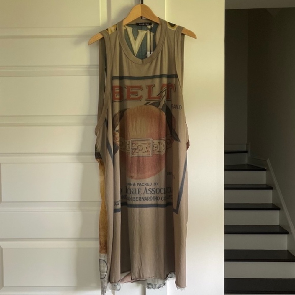RARE Stunning NWT Rundholz Sleeveless Dress w/Vintage Cali Ad Graphics~ One Size - Picture 4 of 11
